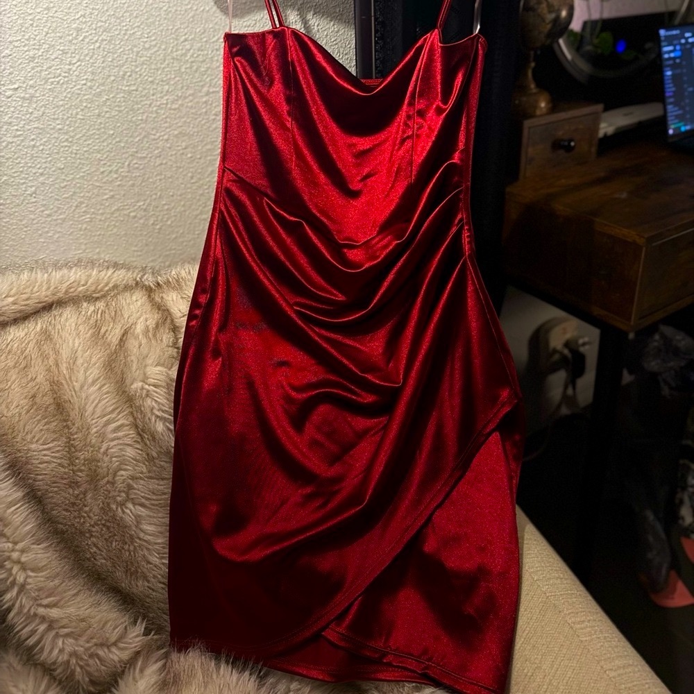 Burgundy Silky Semi-formal Dress